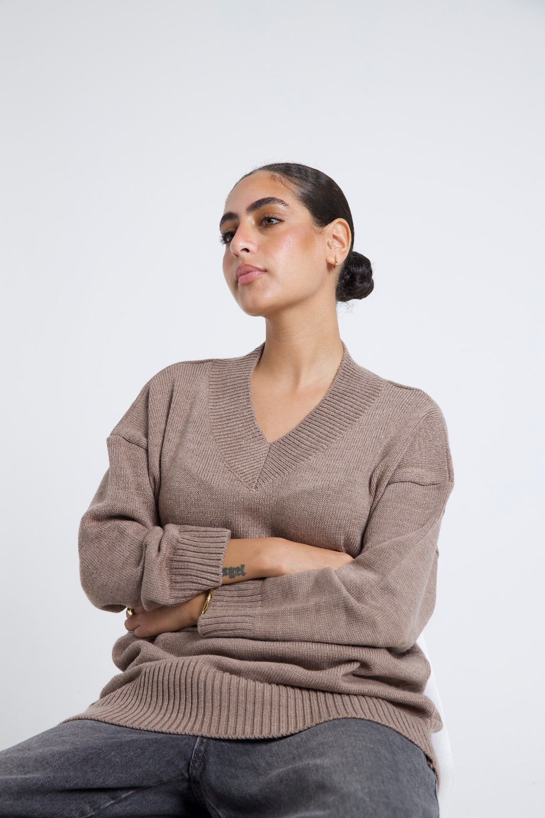 Knitted V-Neck Sweater