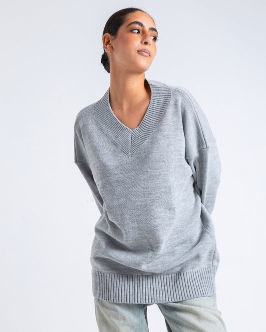 Knitted V-Neck Sweater